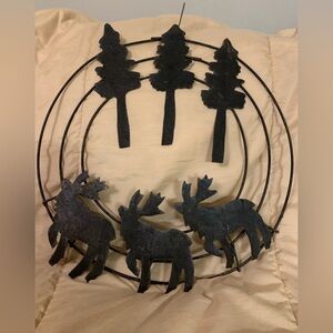 Rustic Black Metal Wall Art with Moose and Trees
Great for cabin or camp!